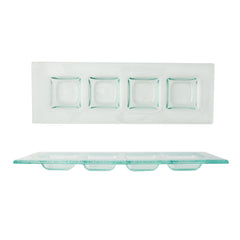 Turgla Fusion Glass 11.75" x 4" Rectangular Clear Glass Sectional Plate