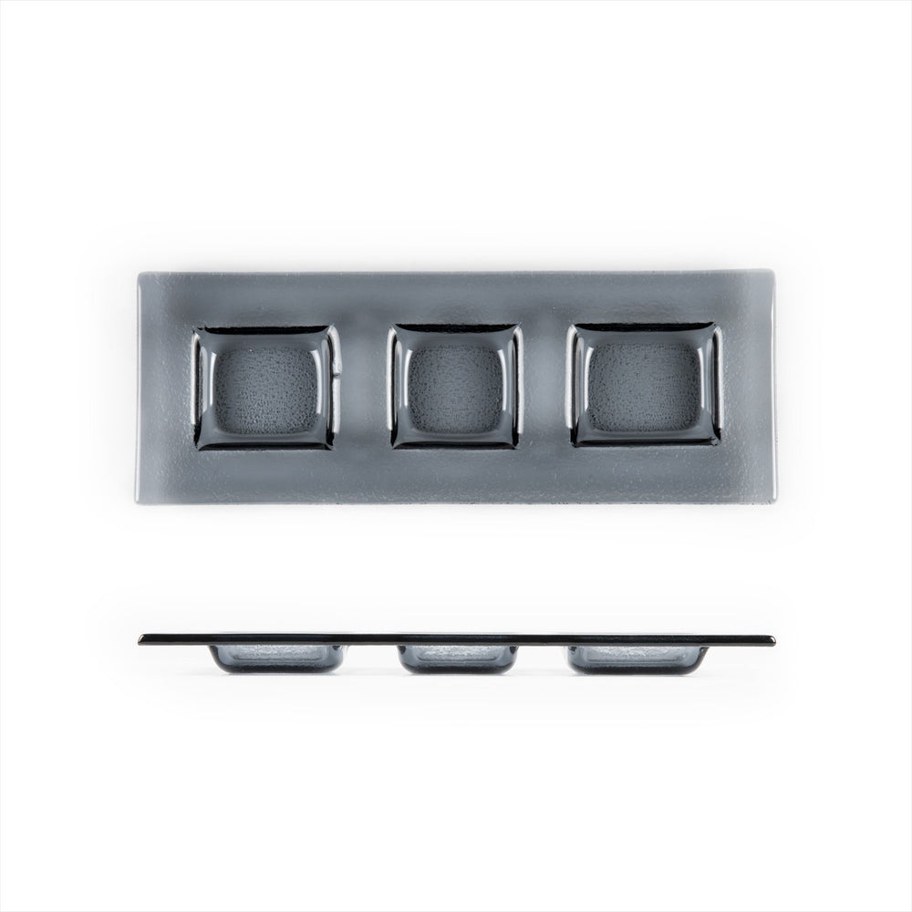 Turgla Fusion Glass 12.25" x 4" Rectangular Charcoal Glass Sectional Plate