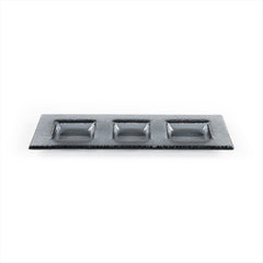 Turgla Fusion Glass 12.25" x 4" Rectangular Charcoal Glass Sectional Plate