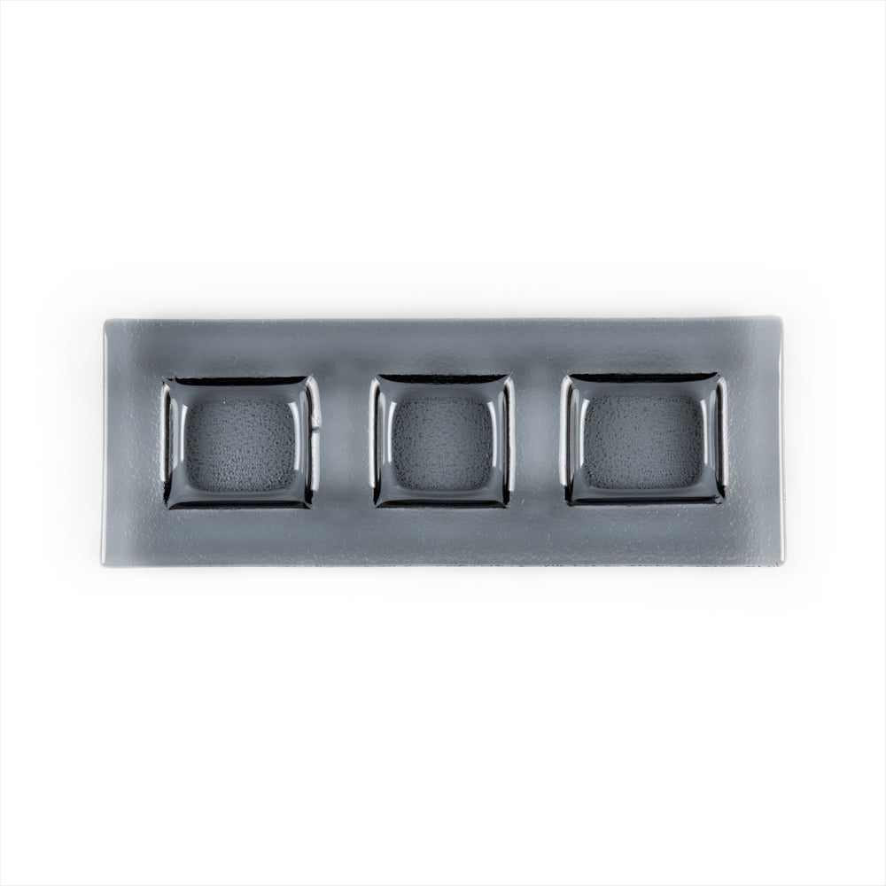 Turgla Fusion Glass 12.25" x 4" Rectangular Charcoal Glass Sectional Plate