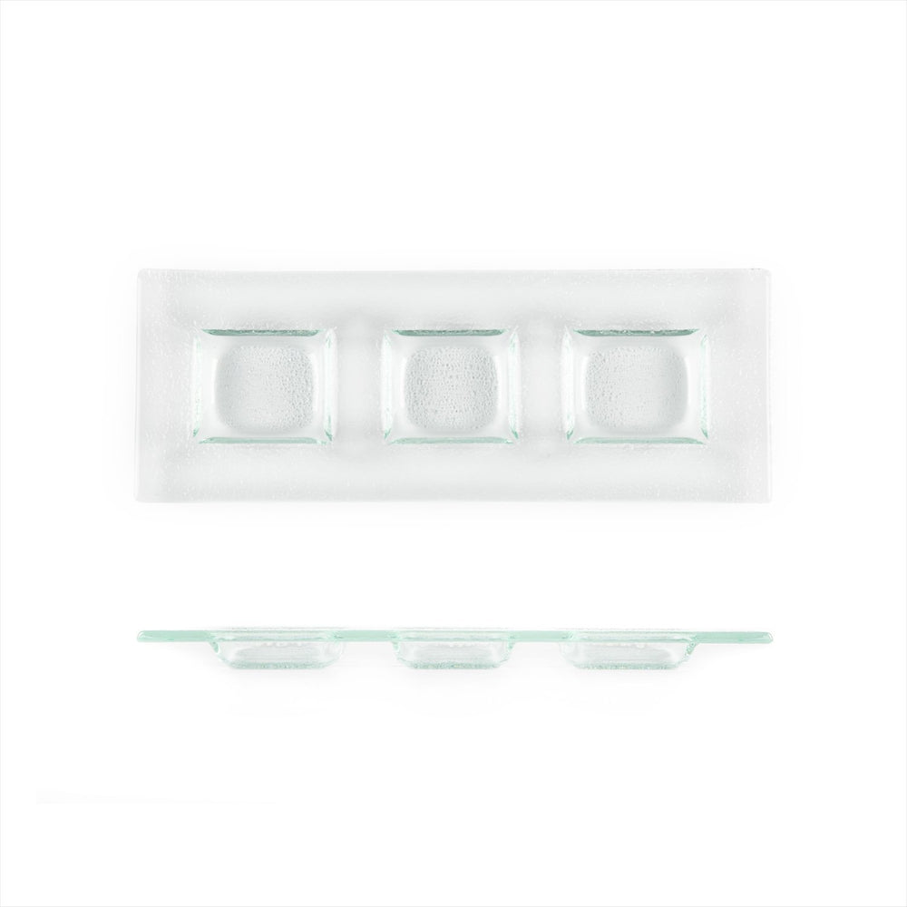 Turgla Fusion Glass 12.25" x 4" Rectangular Clear Glass Sectional Plate