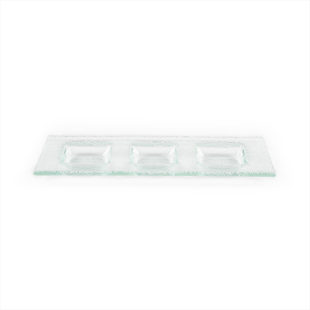 Turgla Fusion Glass 12.25" x 4" Rectangular Clear Glass Sectional Plate