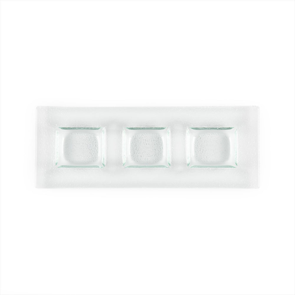 Turgla Fusion Glass 12.25" x 4" Rectangular Clear Glass Sectional Plate
