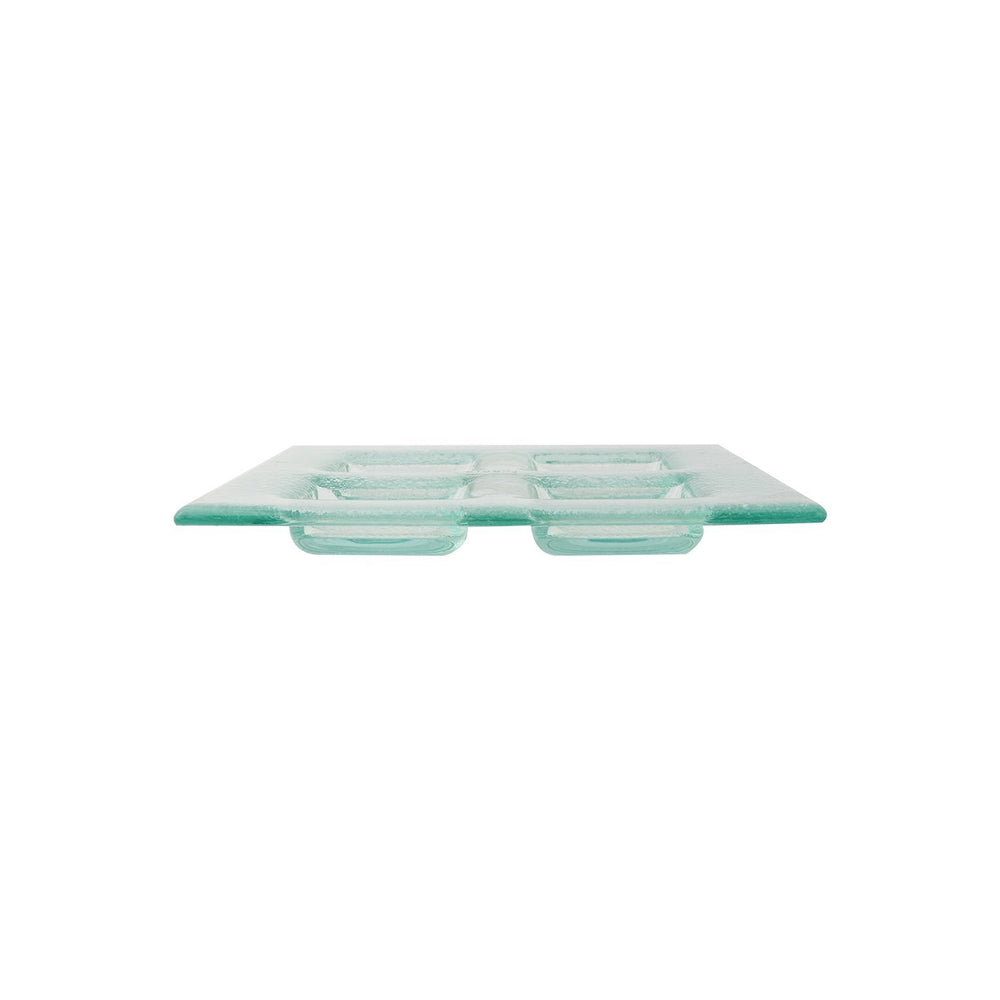 Turgla Fusion Glass 8" x 8" Square Clear Glass Sectional Plate