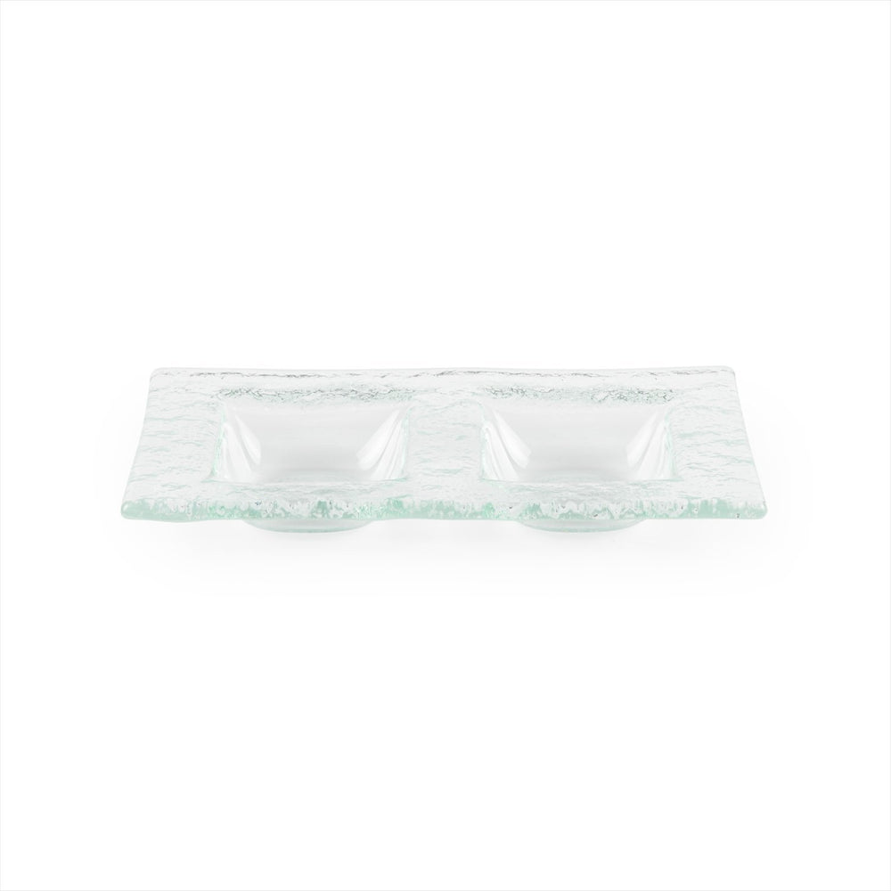 Turgla Fusion Glass 7" x 4" Rectangular Clear Glass Sectional Plate