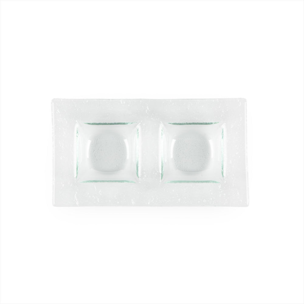 Turgla Fusion Glass 7" x 4" Rectangular Clear Glass Sectional Plate