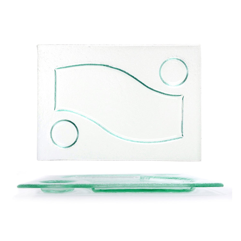 Turgla Fusion Glass 12.25" x 8.75" Rectangular Clear Glass Sectional Plate