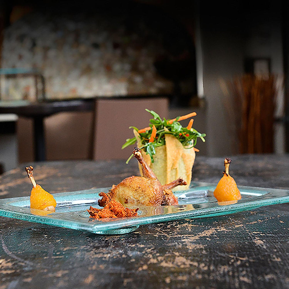 Turgla Fusion Glass 12.25" x 8.75" Rectangular Clear Glass Sectional Plate