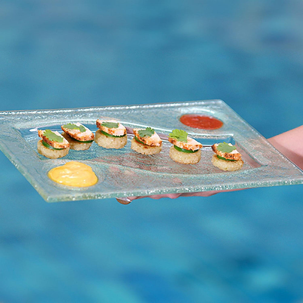 Turgla Fusion Glass 12.25" x 8.75" Rectangular Clear Glass Sectional Plate