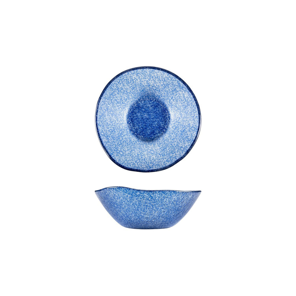 Turgla Fusion Glass dia.7.5" h:2.75" 20 oz. Round Blue Glass Bowl