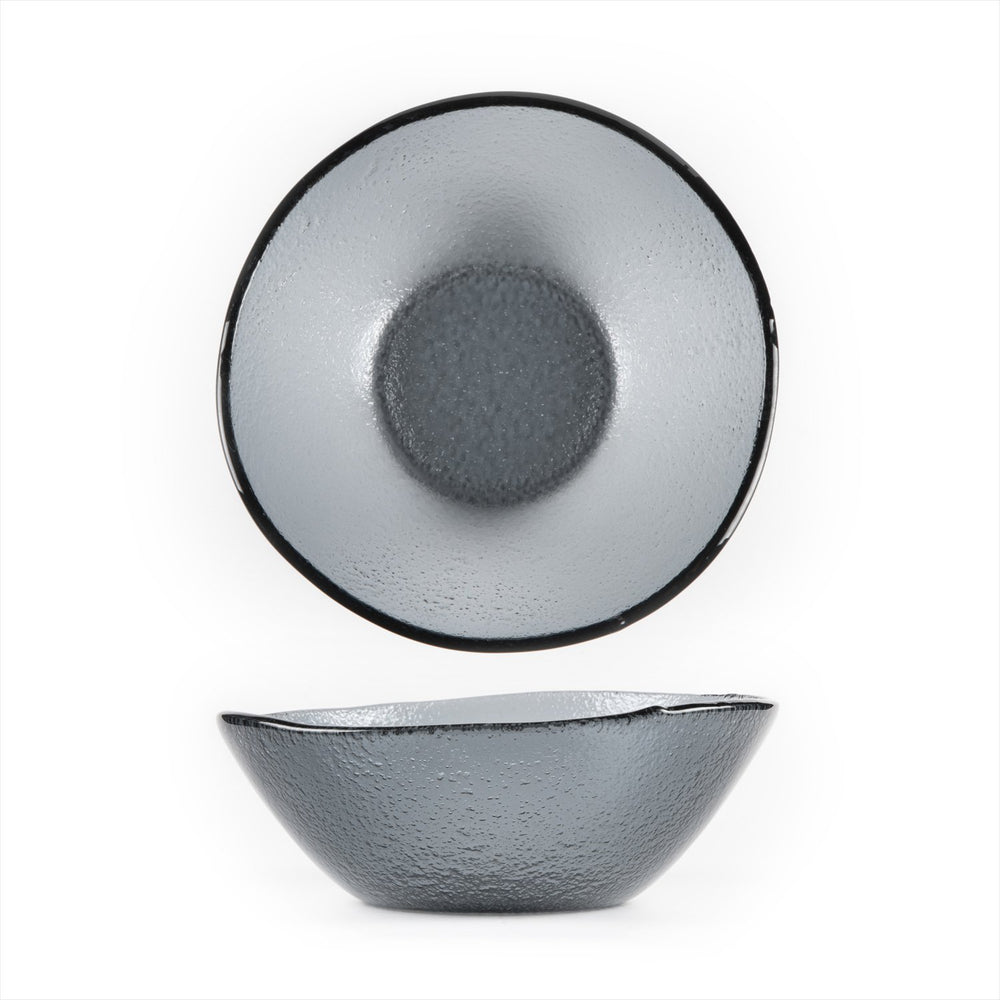 Turgla Fusion Glass dia.7.5" h:2.75" 20 oz. Round Charcoal Glass Bowl