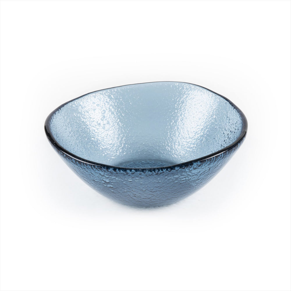 Turgla Fusion Glass dia.7.5" h:2.75" 20 oz. Round Transparent Blue Glass Bowl