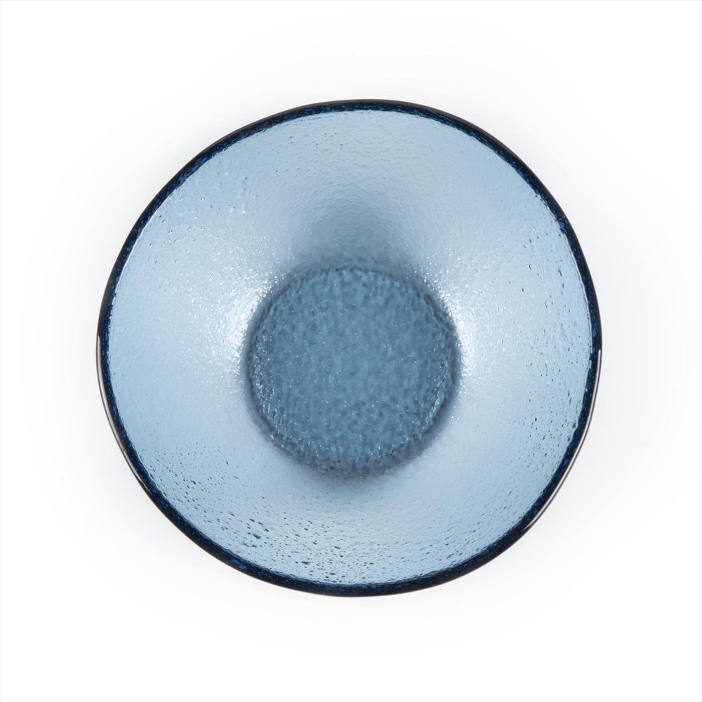 Turgla Fusion Glass dia.7.5" h:2.75" 20 oz. Round Transparent Blue Glass Bowl