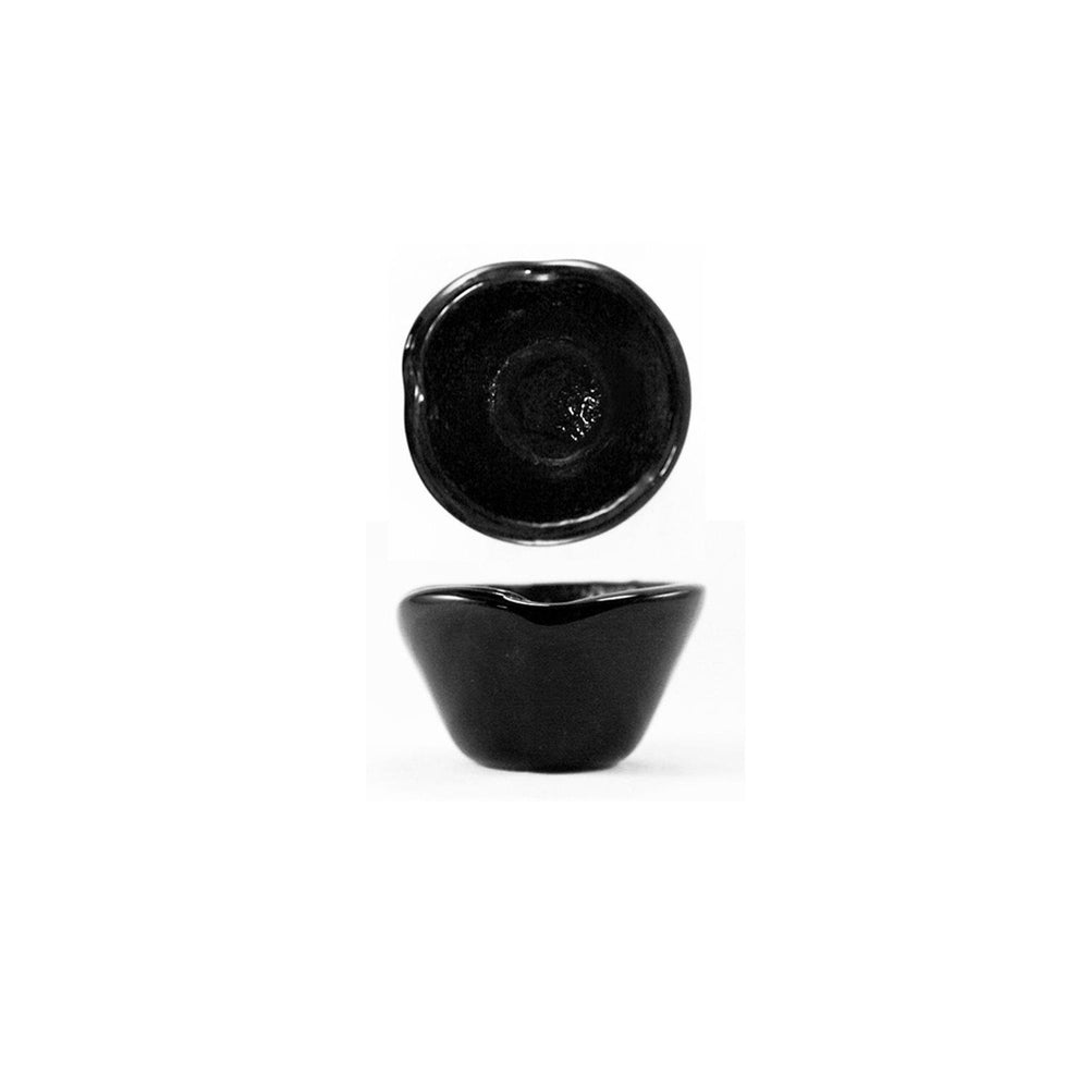 Turgla Fusion Glass dia.2.75" h:1.5" 2 oz. Round Black Glass Ramekin