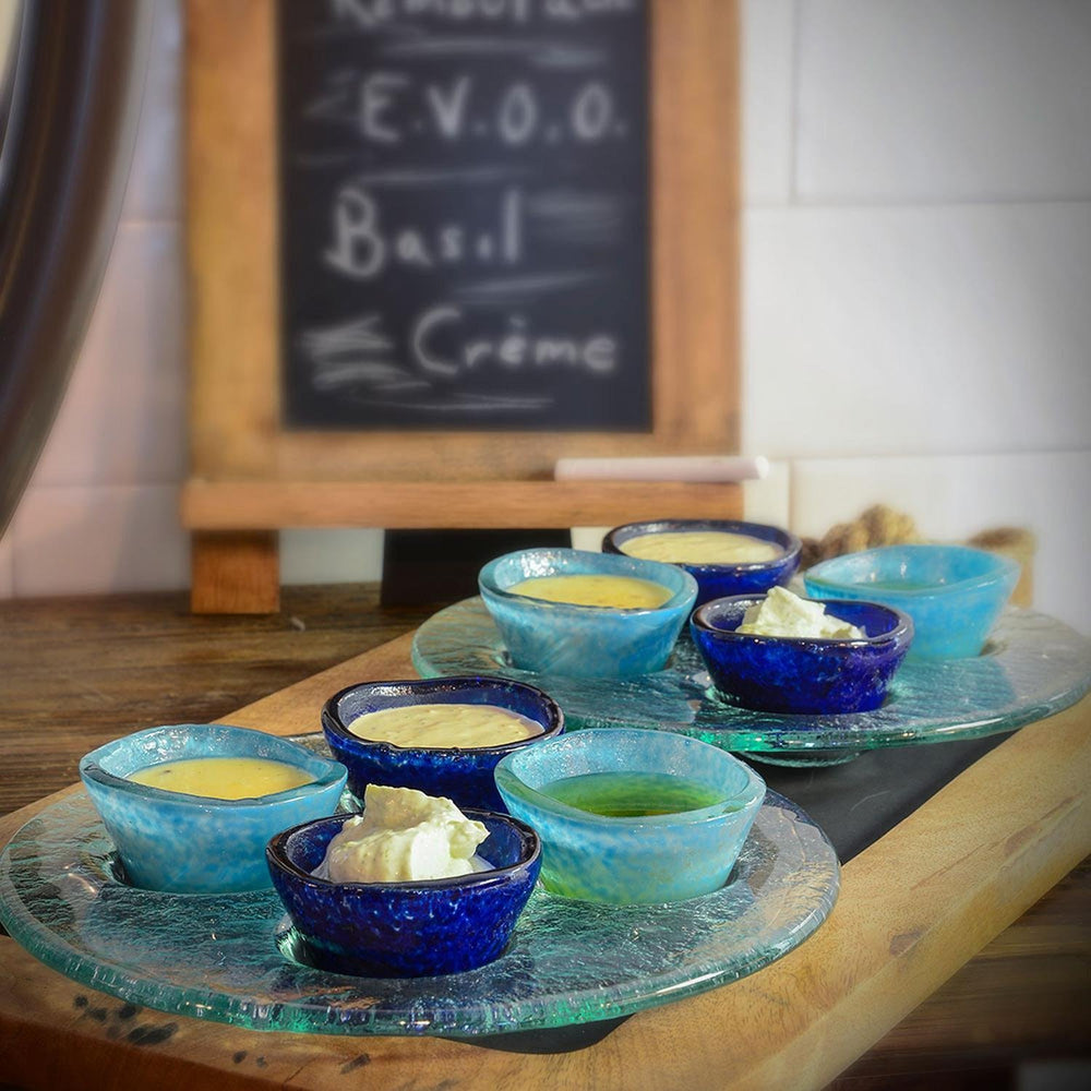 Turgla Fusion Glass dia.2.75" h:1.5" 2 oz. Round Blue Glass Ramekin