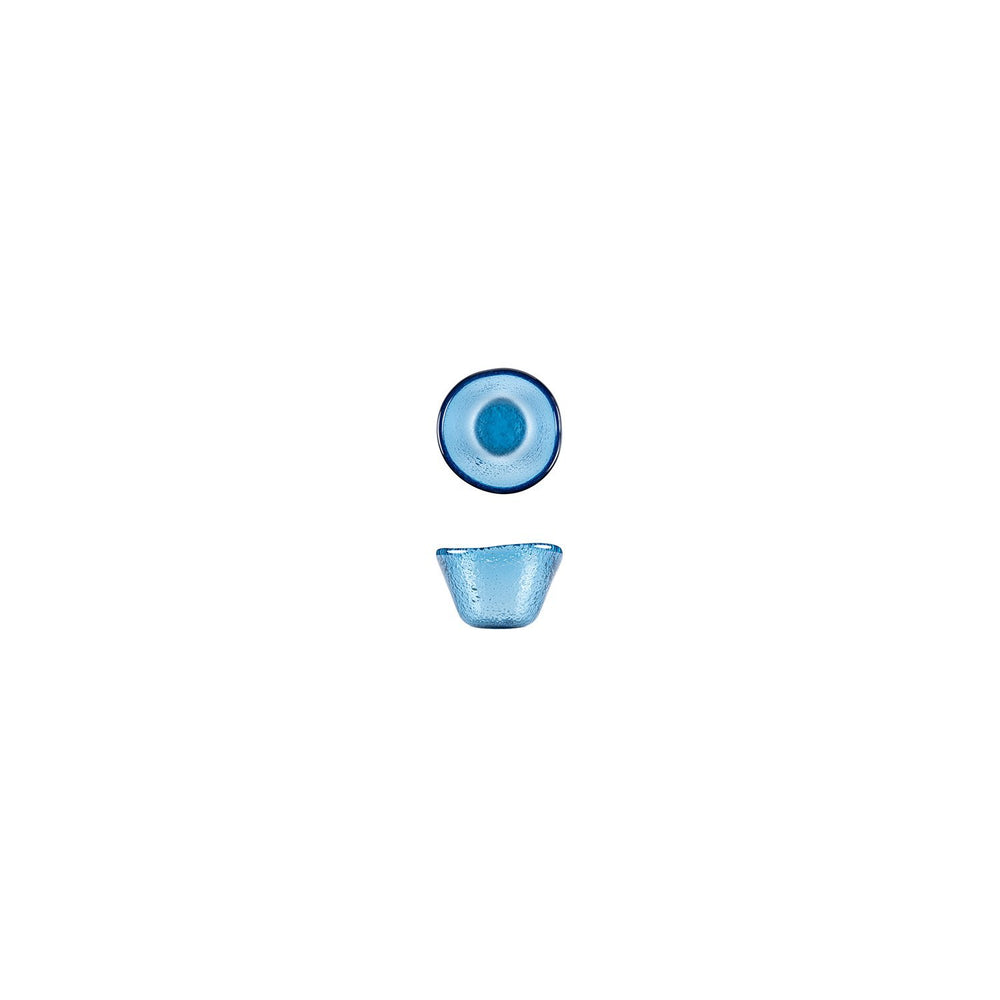 Turgla Fusion Glass dia.3.25" h:2" 4 oz. Round Transparent Blue Glass Ramekin