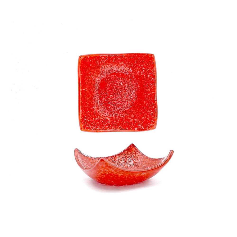 Turgla Fusion Glass 3.5" x 3.5" x h:1.25" 3 oz. Square Red Glass Ramekin