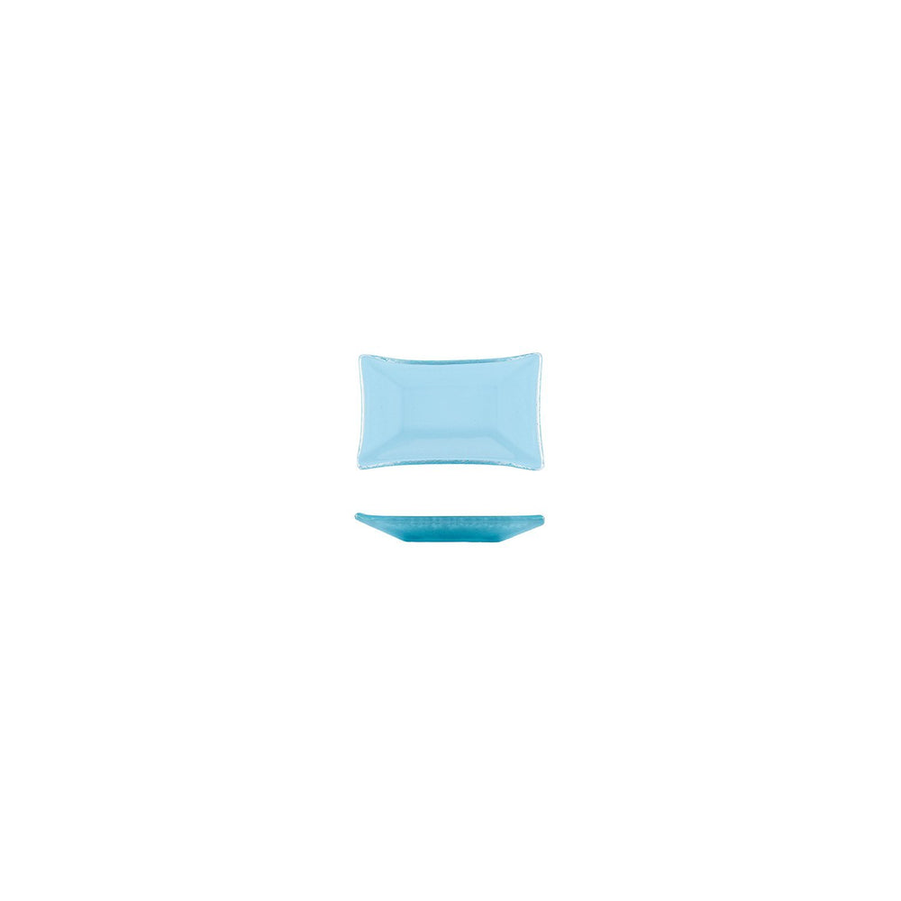 Turgla Fusion Glass 4.25" x 2.5" x h:0.5" 1 oz. Rectangular Blue Glass Ramekin