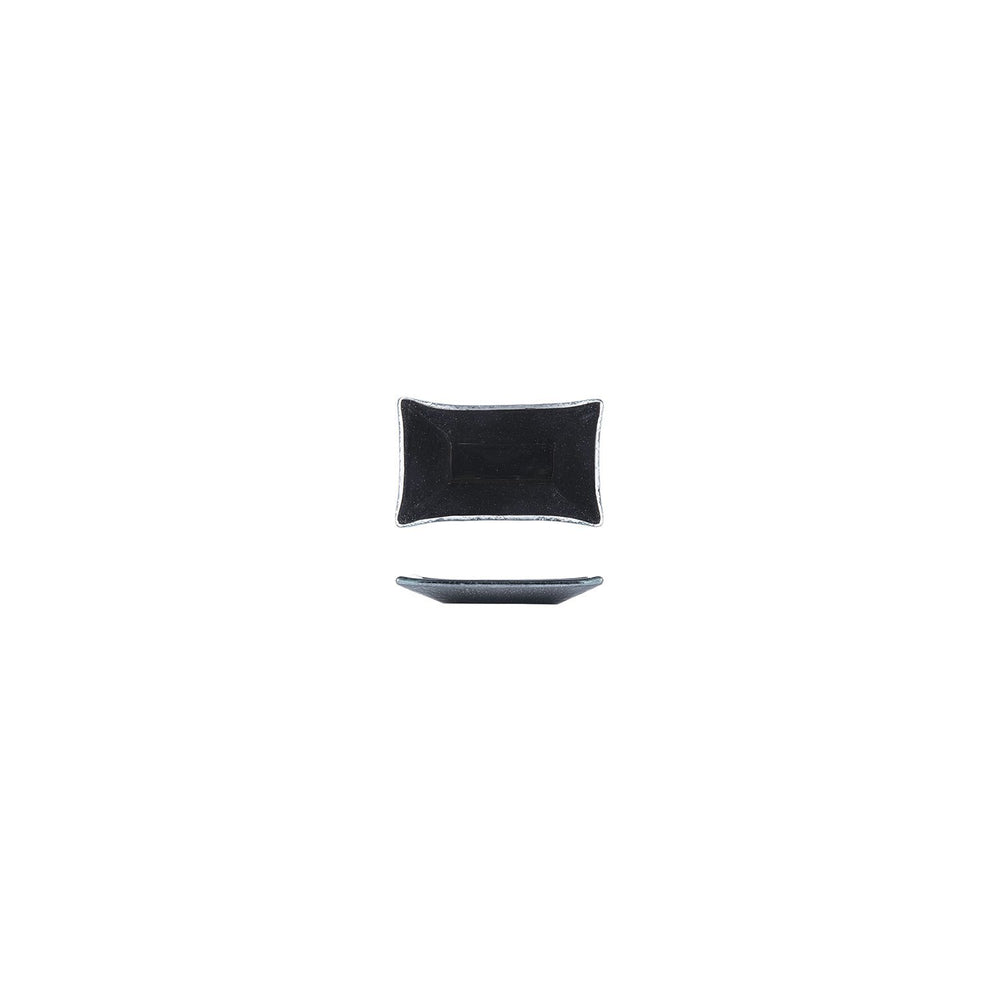 Turgla Fusion Glass 4.25" x 2.5" x h:0.5" 1 oz. Rectangular Black Glass Ramekin