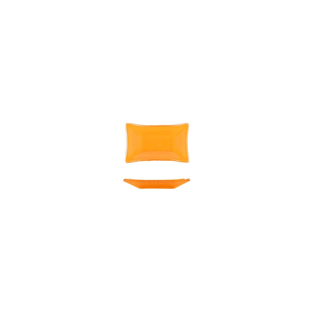 Turgla Fusion Glass 4.25" x 2.5" x h:0.5" 1 oz. Rectangular Orange Glass Ramekin