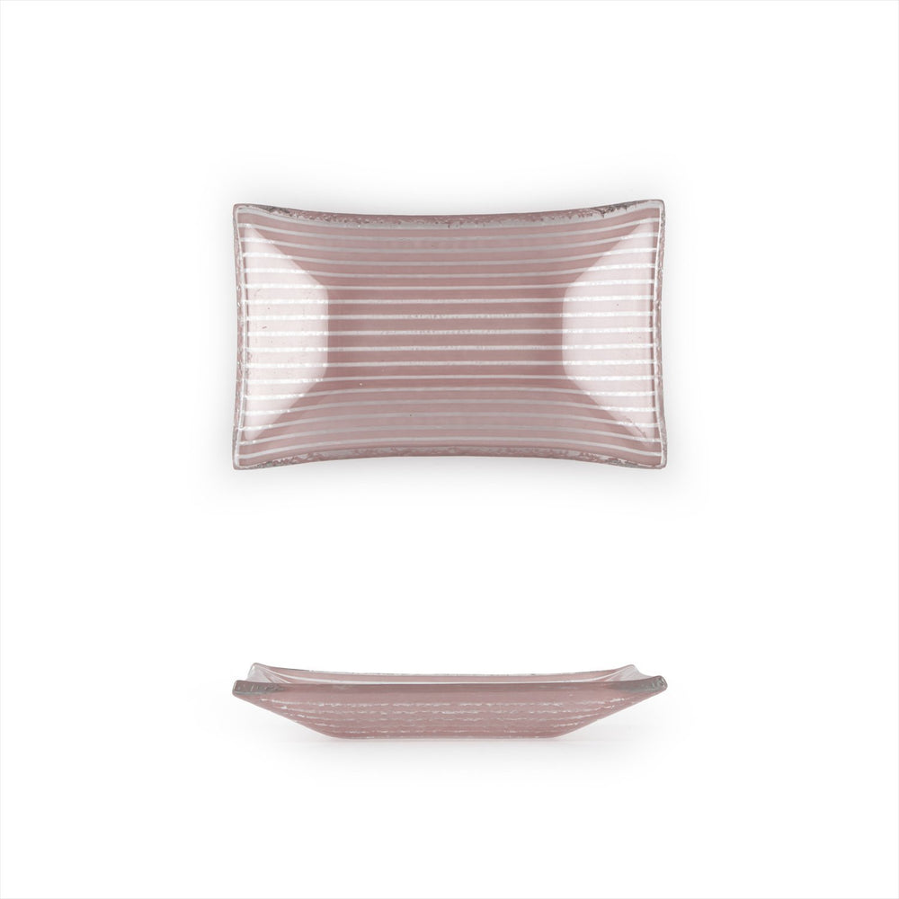 Turgla Fusion Glass 4.25" x 2.5" x h:0.5" 1 oz. Rectangular Pink Purple Glass Ramekin