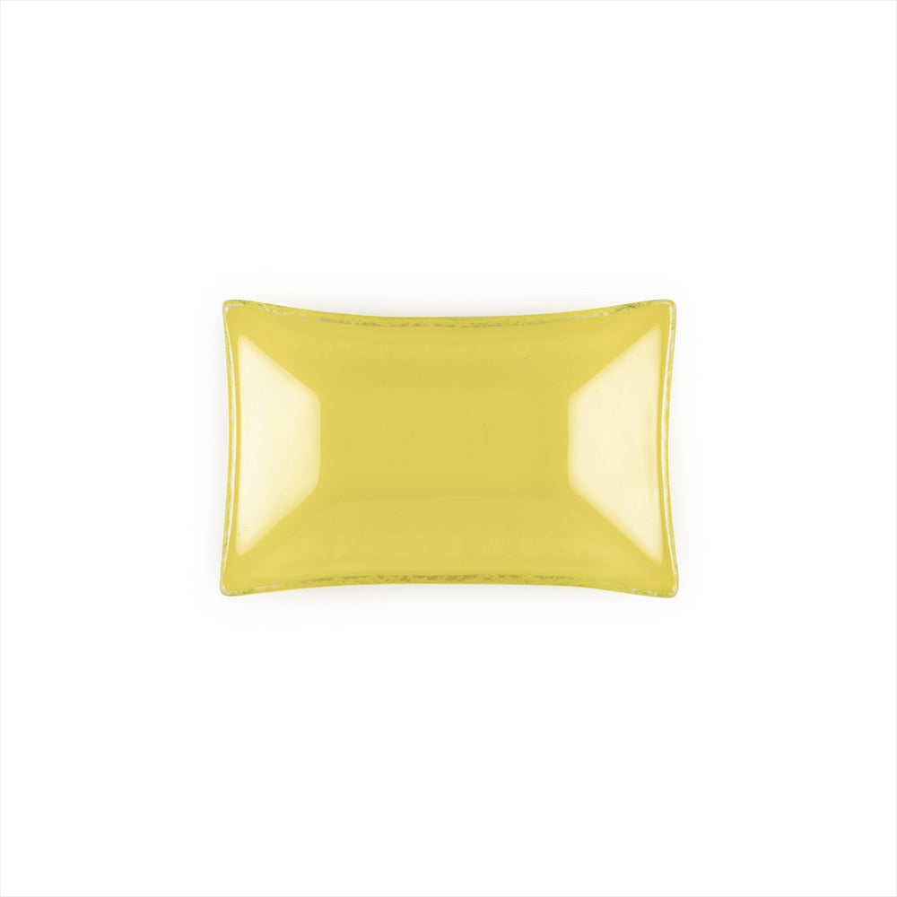 Turgla Fusion Glass 4.25" x 2.5" x h:0.5" 1 oz. Rectangular Yellow Glass Ramekin