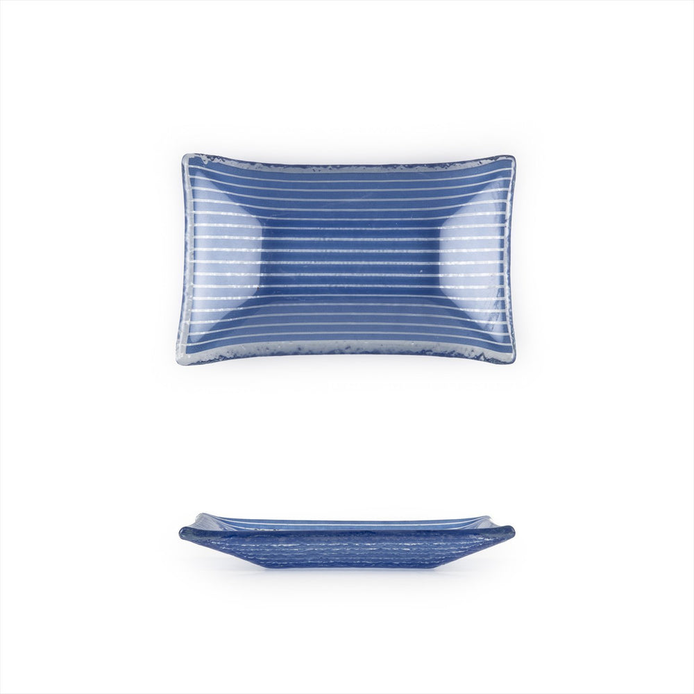 Turgla Fusion Glass 4.25" x 2.5" x h:0.5" 1 oz. Rectangular Blue Glass Ramekin