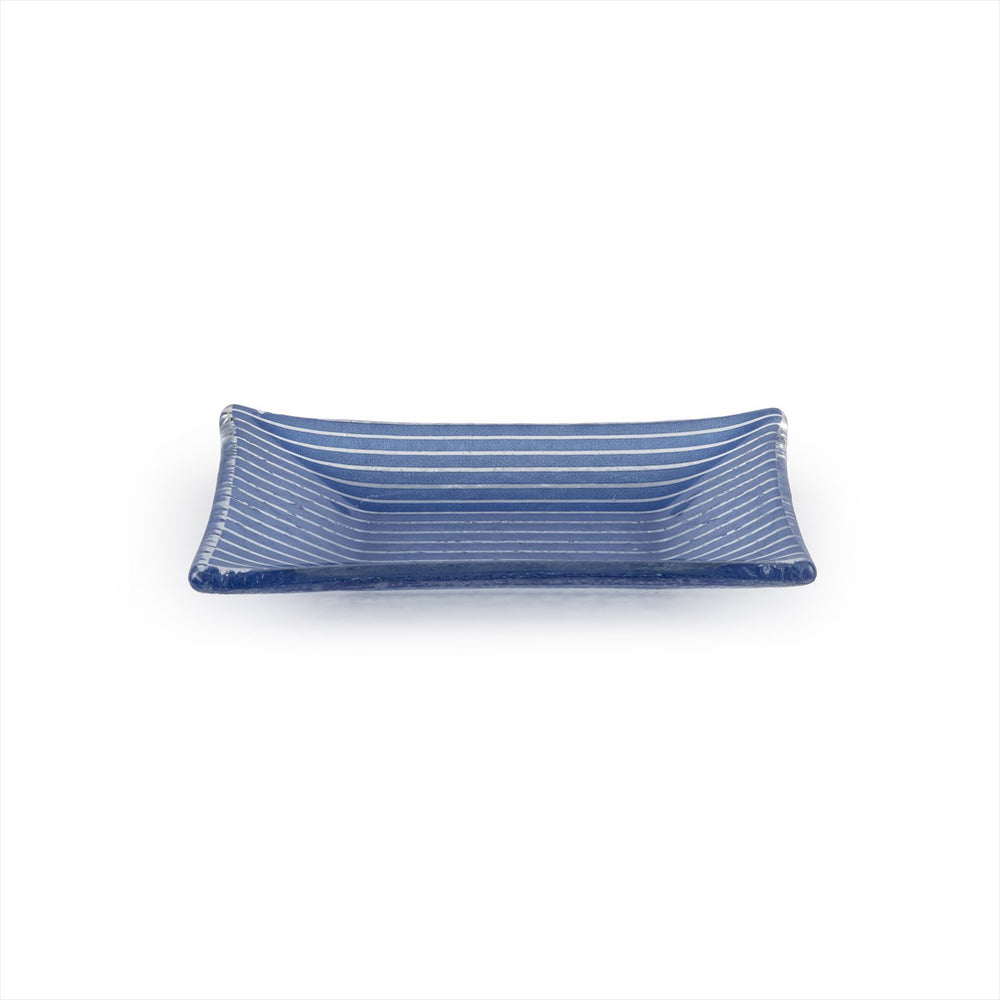 Turgla Fusion Glass 4.25" x 2.5" x h:0.5" 1 oz. Rectangular Blue Glass Ramekin