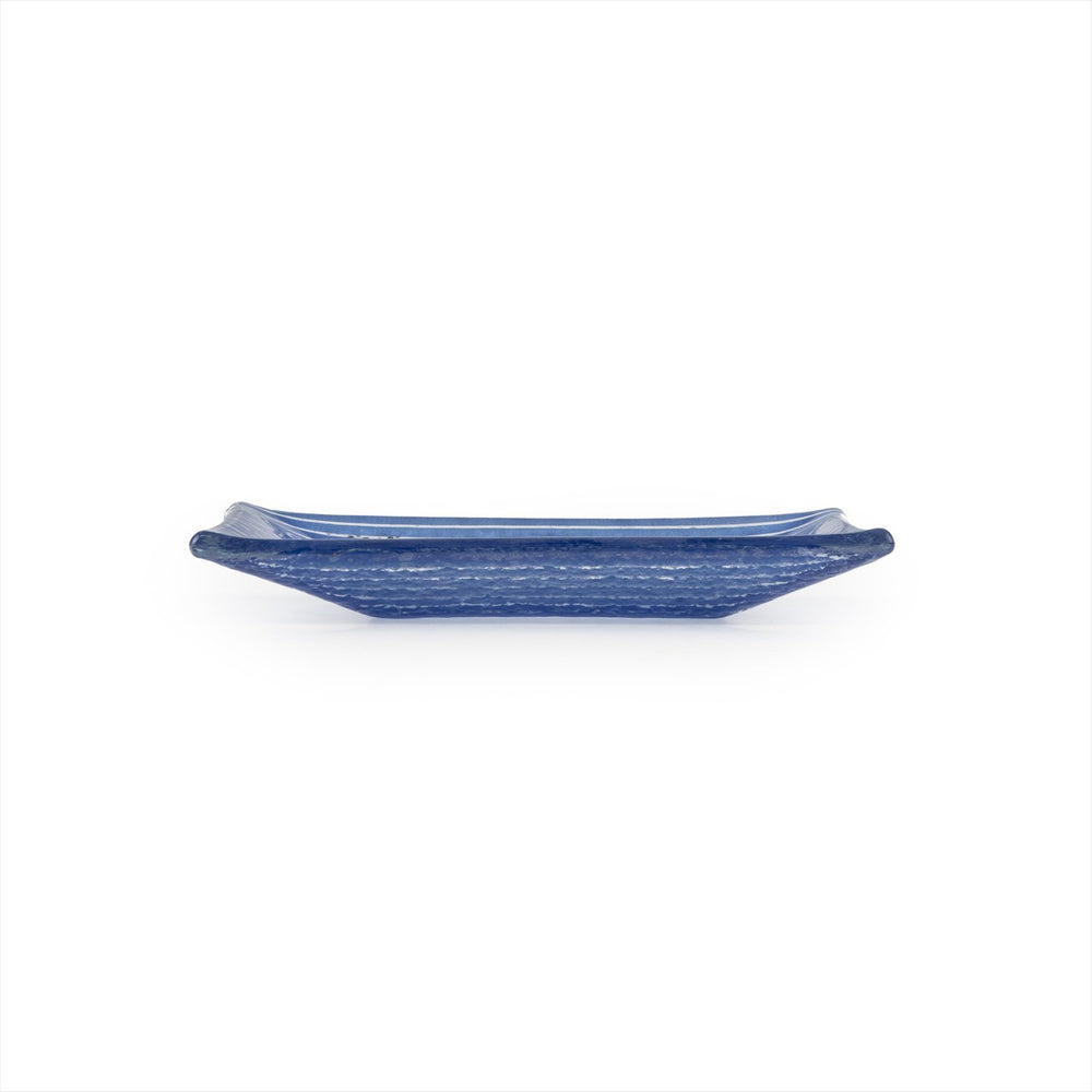 Turgla Fusion Glass 4.25" x 2.5" x h:0.5" 1 oz. Rectangular Blue Glass Ramekin