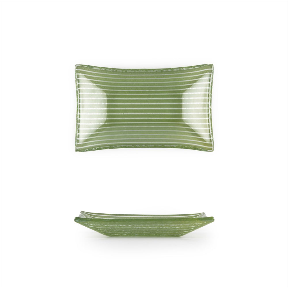 Turgla Fusion Glass 4.25" x 2.5" x h:0.5" 1 oz. Rectangular Green Glass Ramekin