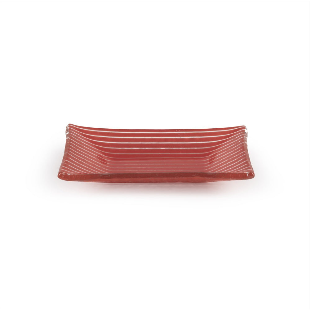 Turgla Fusion Glass 4.25" x 2.5" x h:0.5" 1 oz. Rectangular Red Glass Ramekin