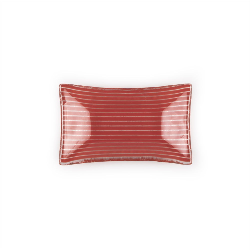 Turgla Fusion Glass 4.25" x 2.5" x h:0.5" 1 oz. Rectangular Red Glass Ramekin