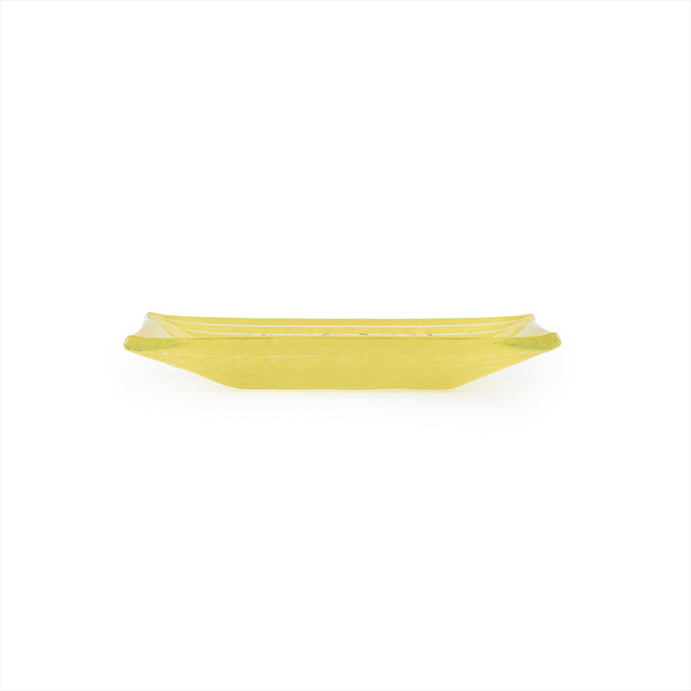 Turgla Fusion Glass 4.25" x 2.5" x h:0.5" 1 oz. Rectangular Yellow Glass Ramekin