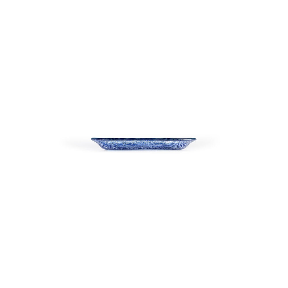 Turgla Fusion Glass 7.75" x 4.25" x h:0.5" Oval Blue Glass Platter