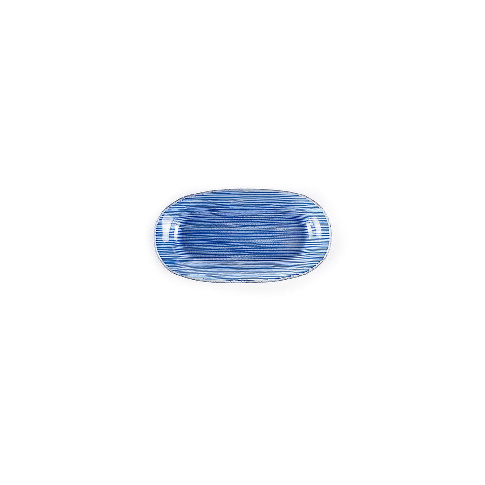 Turgla Fusion Glass 7.75" x 4.25" x h:0.5" Oval Blue Glass Platter