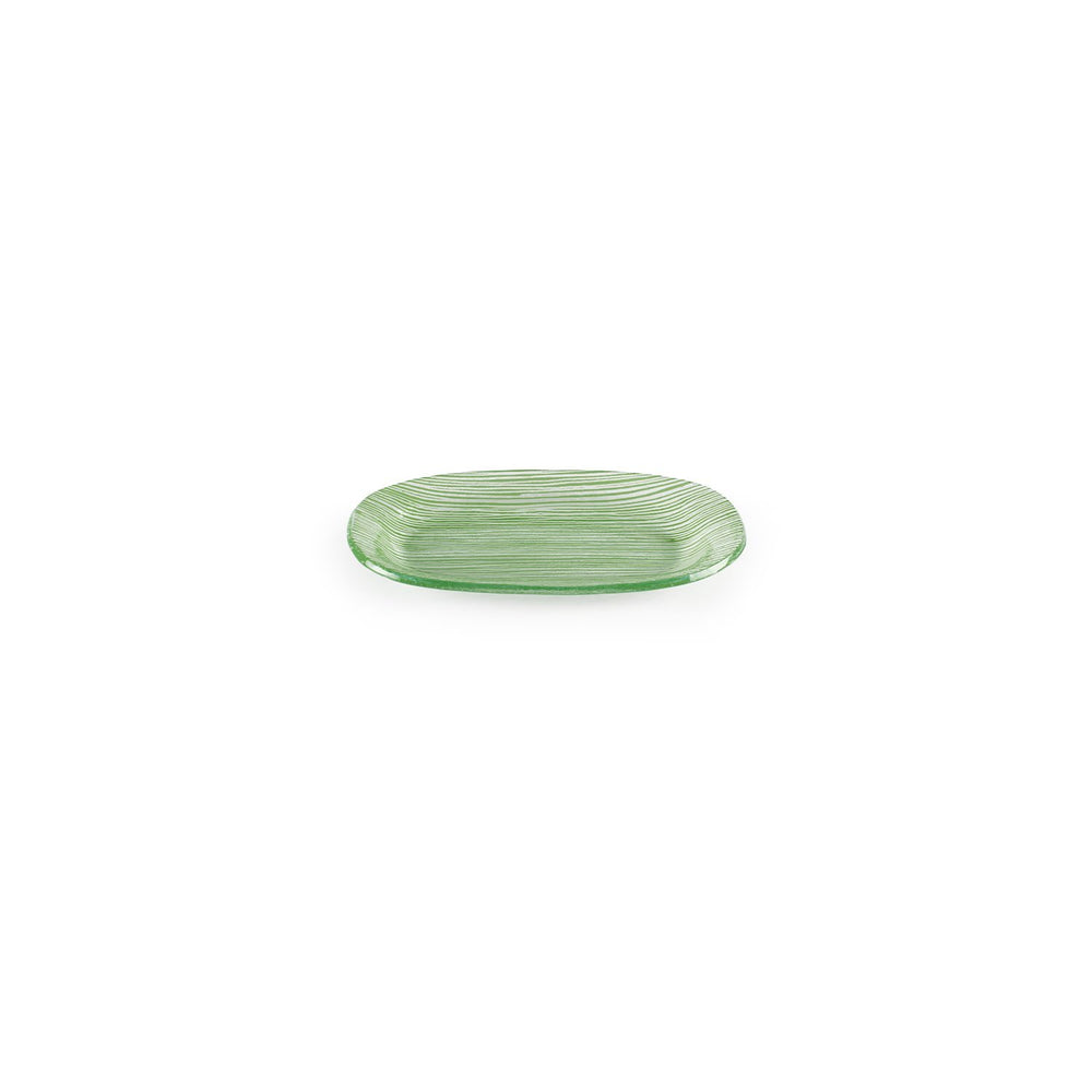 Turgla Fusion Glass 7.75" x 4.25" x h:0.5" Oval Green Glass Platter