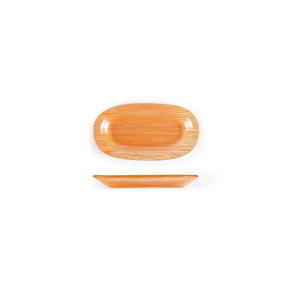 Turgla Fusion Glass 7.75" x 4.25" x h:0.5" Oval Orange Glass Platter