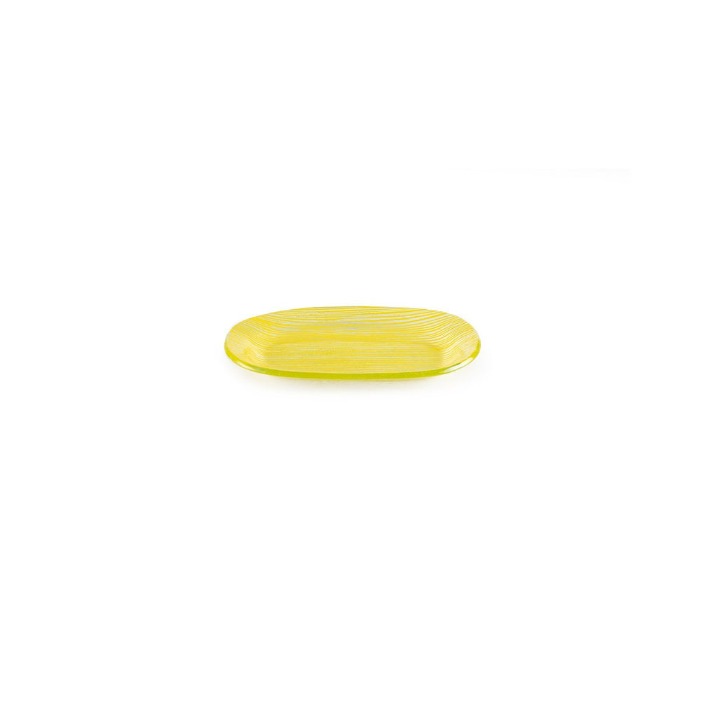 Turgla Fusion Glass 7.75" x 4.25" x h:0.5" Oval Yellow Glass Platter