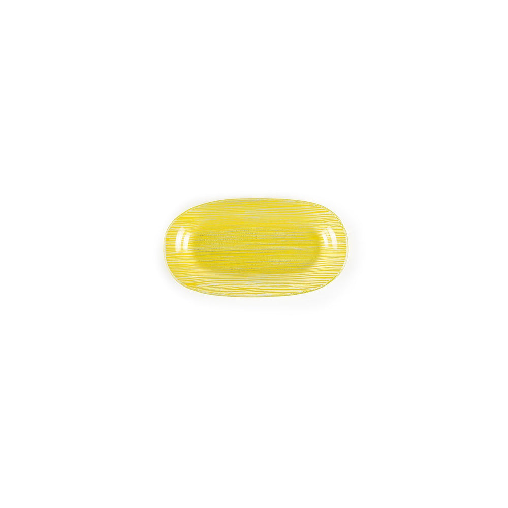 Turgla Fusion Glass 7.75" x 4.25" x h:0.5" Oval Yellow Glass Platter