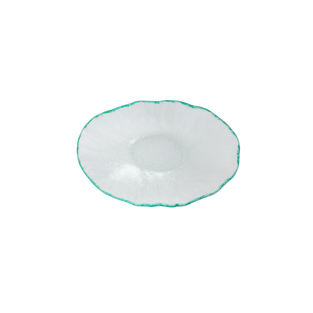 Turgla Fusion Glass 10.75" x 7" x h:3" 30 oz. Oval Clear Glass Deep Plate