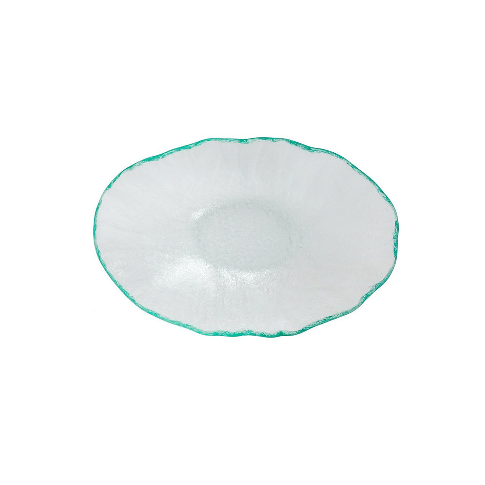 Turgla Fusion Glass 17.75" x 10" x h:3" 64 oz. Oval Clear Glass Deep Plate