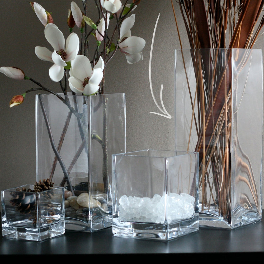 Senses 6" x 6" x h:16" Square Clear Glass Vase