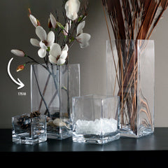 Senses 6" x 6" x h:12" Square Clear Glass Vase