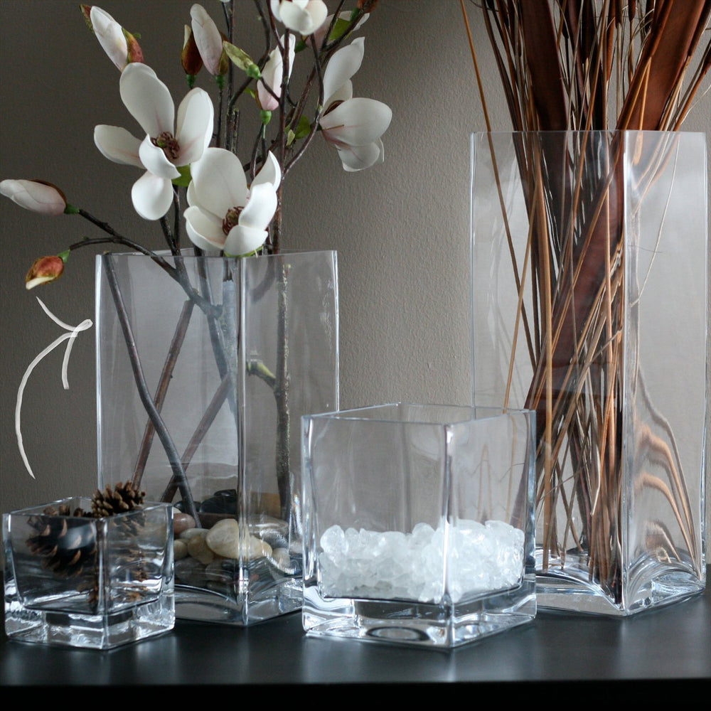 Senses 8" x 8" x h:8" Square Clear Glass Vase
