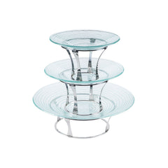 Fusion Tower dia.12" h:4.25" Round Silver Stainless Steel Riser