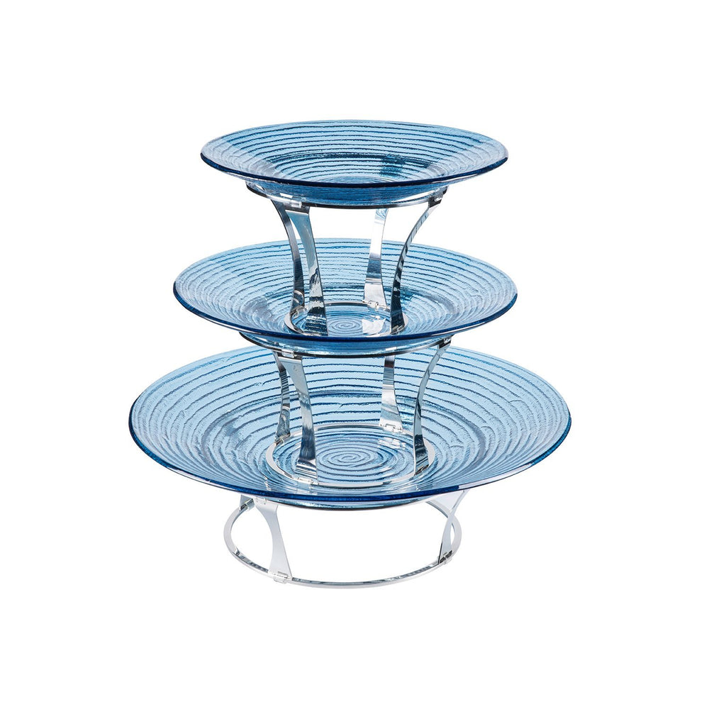 Fusion Tower dia.12" h:4.25" Round Silver Stainless Steel Riser