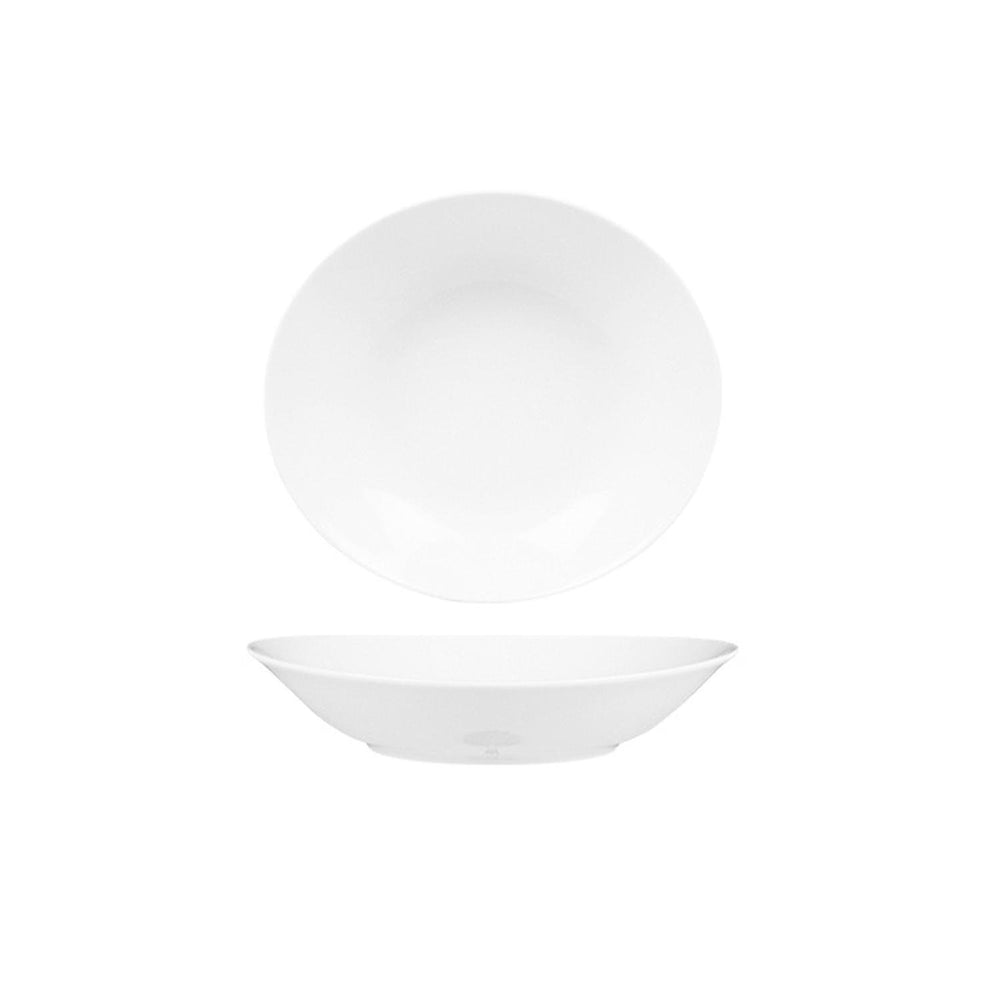 Elips 8.5" x 7.75" x h:1.5" 20 oz. Oval White Porcelain Deep Plate