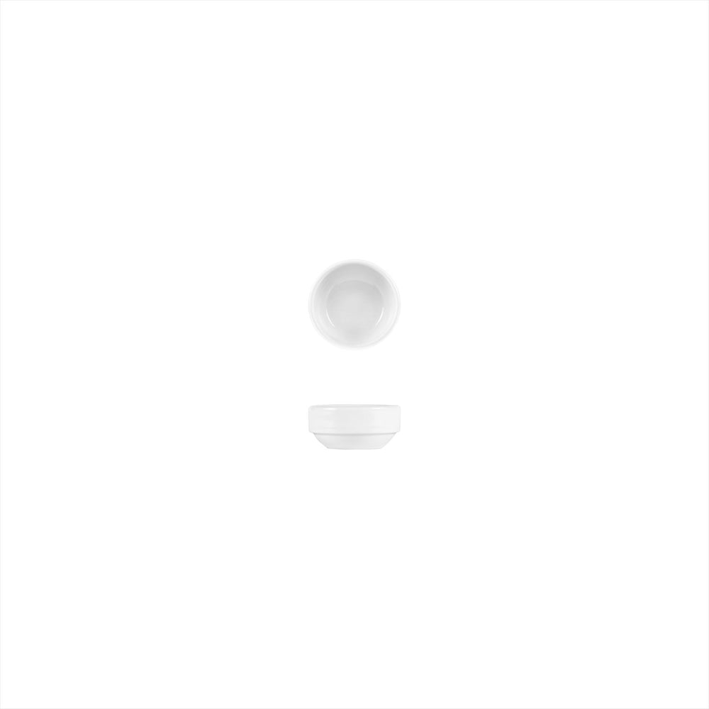 Delta-Coupe dia.2.25" h:1" 1 oz. Round White Porcelain Ramekin