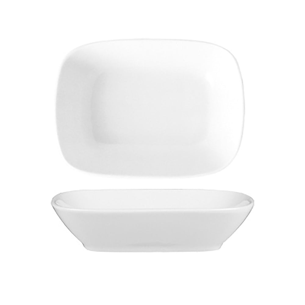 Delta-Coupe 8" x 5.75" x h:1.75" 20 oz. Rectangular White Porcelain Deep Plate