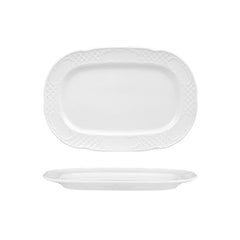 Flora 13" x 9" x h:1" Rectangular White Porcelain Platter